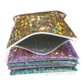 ရွှေအစိမ်းအစိမ်းရောင်ပန်းရောင် holographic metallic bubble mailer အိတ်များ